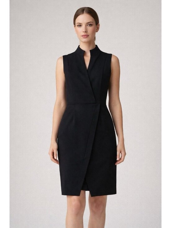 Akris Dresses & Skirts - Akris Womens Black Sleeveless V Neck Sheath Dress Size 8 Graduation Cocktail